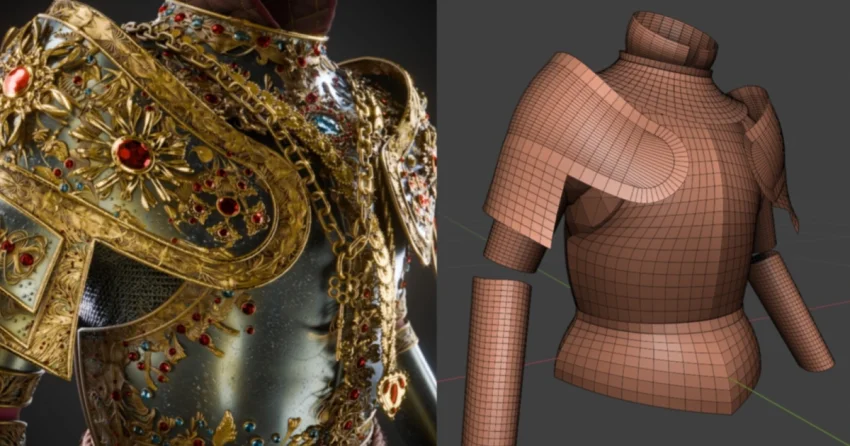 Как собрать церемониальные доспехи в Geometry Nodes без скульпта